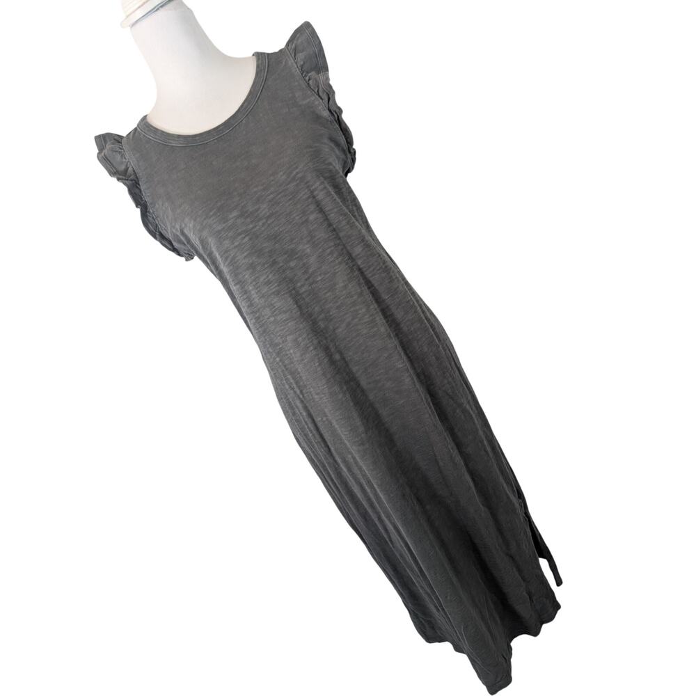 UNIVERSAL THREAD CO.! MARLED GRAY 100% COTTON KNIT, RUFFLE SLEEVE MAXI DRESS! L